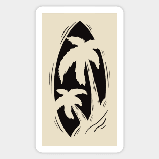 Surfboard in the silhouette of the palms Sticker